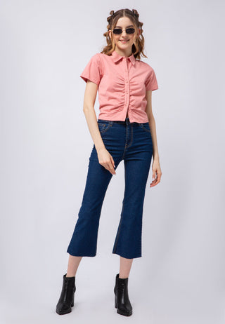 Ruched Front Short Sleeve Blouse
