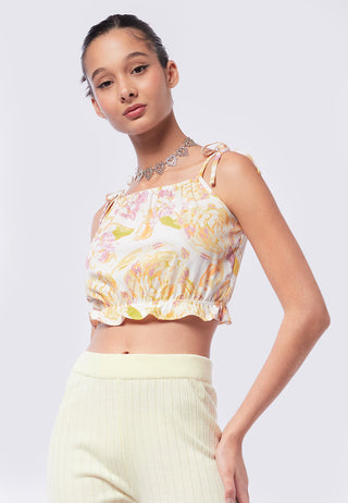 Tied Strap Printed Top