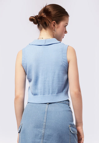 Fitted Knit Vest with Collar
