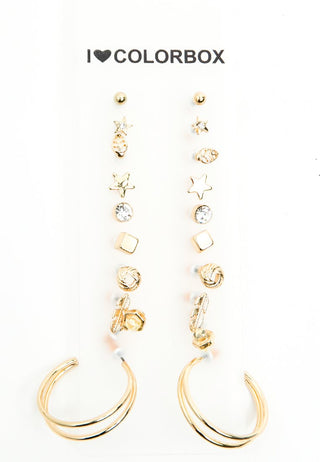 Set of 9 Gold Earrings