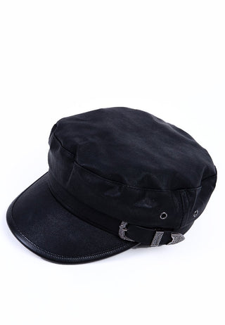 Nautical Black Cap with Buckle Detail