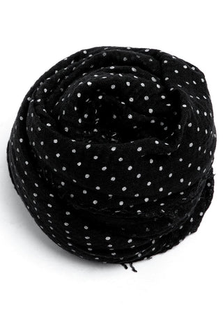 Woven polkadot scarf - Black