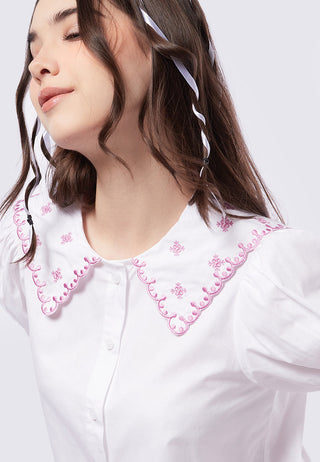 Embroidered Wide Collar Blouse