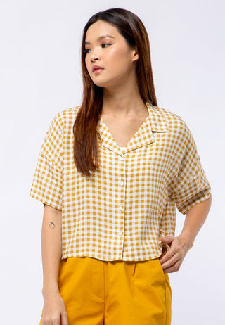 Printed Short Sleeve Crop Shirt