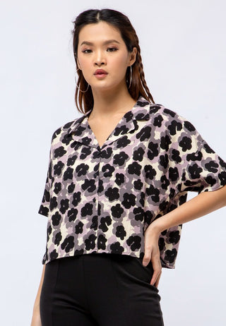 Printed Short Sleeve Crop Shirt