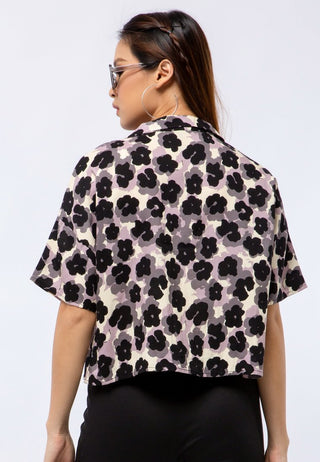 Printed Short Sleeve Crop Shirt