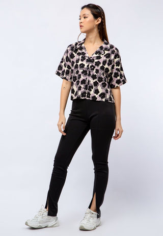 Printed Short Sleeve Crop Shirt