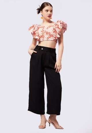 Cropped Culottes with Double Button Details