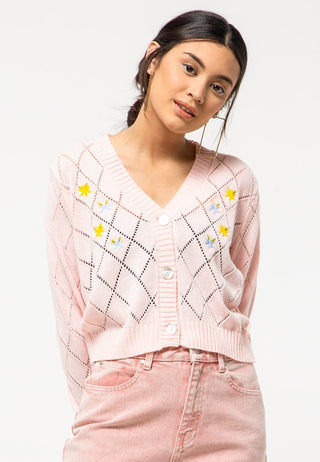 Pink Embroidery Cardigan