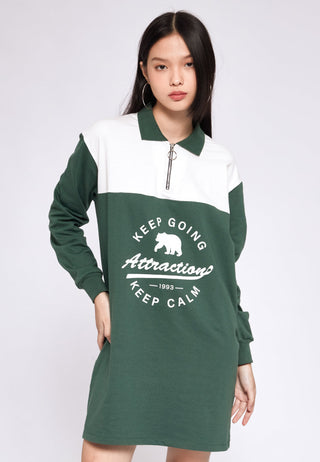 Zip Up Sweatshirt Mini Dress