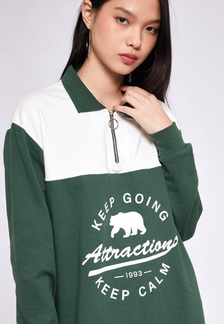 Zip Up Sweatshirt Mini Dress