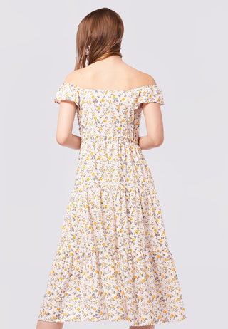 Off Shoulder Printed Maxi Dress