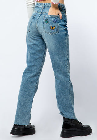 Straight Denim with Cut-out Pocket