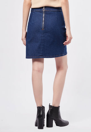 Fitted Denim Skirt with Slit