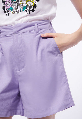 High Waist Shorts with Pleat Details