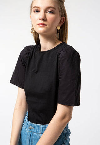 T-Shirt with Cotton Puff Sleeves