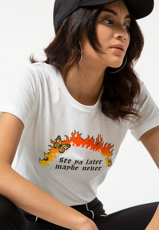 See Ya Later Maybe Never Crew Neck T-Shirt