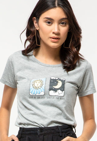Live By Sun, Love By Moon Crew Neck T-Shirt