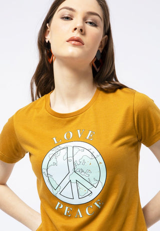 Love Peace Round Neck T-Shirt