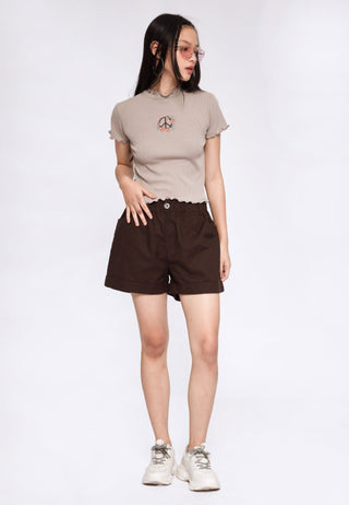 Rib Short Sleeve Crop Top