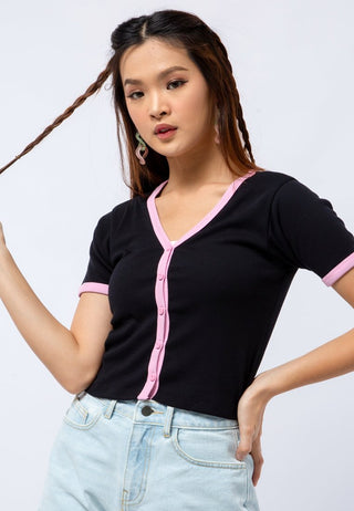 Crop Top with Contrast Piping