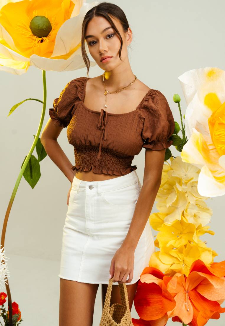 Puff Sleeve Smocked Top - Main Image